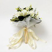 Temmelig Round Shape Ivory Satin Rose Wedding Brude Bouquet