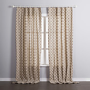 (Two Panels) Country Linen Print Floral Nature Lined Curtains