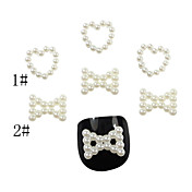 20PCS 3D Pearls Finger Nail Decorations Bowknots 11mm (Assorted Color)