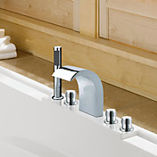 Chrome Finish Widespread Contemporary Style Stainless Steel Bathtub Faucets with Handheld Faucet