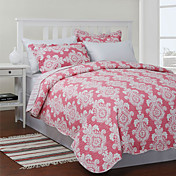 3PCS Quintina Red Floral Cotton Königin Quilt Set