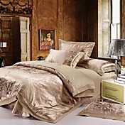 4 PCS Classic Cotton Jacquard floral full / queen duvet cover set