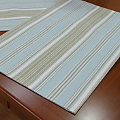 Set Of 4 Country Blue Stripe Cotton Jacquard Placemats
