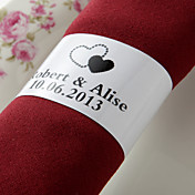 Personalisierte Paper Napkin Ring - Black Hearts (Set von 50)