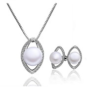 Elegant Cuprum Med Cubic Zirconia / Pearl kvinner smykker Set inkludert kjede, øredobber
