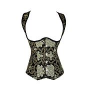 Gorgeous Polyester with Gold Jacquard Weave Front Busk Closure Corset Shapewear