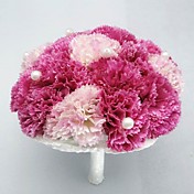 Round Shape satin med Faux Pearl Wedding Brude Bouquet