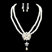Fashionable Imitation Pearl With Rhinestone Women's Jewelry Set Including Necklace,Earrings