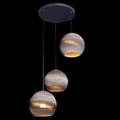 25W Rustieke hanglamp met 3 lampen en Globe Paper Shade