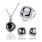 Gorgeous 18K Plated With Crystal Women's Jewelry Set Including Necklace,Earrings,Ring
