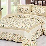 3pcs beige floral gewaschener Baumwolle Decke gesetzt