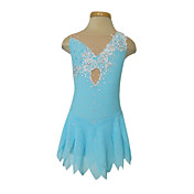 Dumb Light Spandex Elasticated Ｎet Lace Flowers Figure Skating Clothing Blue