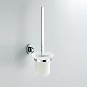 Contemporary Style Chrome Finish Wall Mounted Brass Toilet Brush Holder Rack