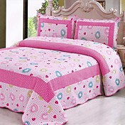 3pcs rosa Herz gewaschener Baumwolle Decke gesetzt