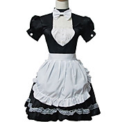 Sweet Short Sleeve Short Black and White Cotton Cosplay Lolita Dress