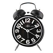 campanas de metal blanco carta reloj analógico de escritorio de alarma (negro, 1xAA)