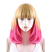 Lolita Natural Curly Wig Inspired by Zipper Flaxen and Fuschia Mixed Color 50cm Sweet
