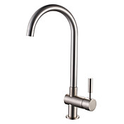 Contemporary Style Brushed Finish Stainless Steel Centerset Kitchen Faucet
