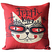 Modern Kitty Algodão / Linho fronha decorativa