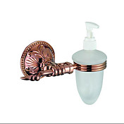 Antique Style Rose Gold Finish Wall Mounted Brass Round Shape Liquid Soap Dispenser Rack