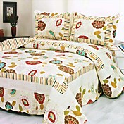 3pcs beige floral gewaschener Baumwolle Decke gesetzt