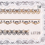 3PCS Nail Art Lace Transparent Nail Stickers No.9(Assorted Colors)