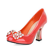 Lær Chunky Heel pumper med bowknot Party / Evening Sko (Flere farger)