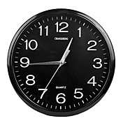 Round Plastic analógico de cuarzo reloj de pared (Negro)