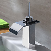Water Fall Contemporary Chrome Finish Stainless Steel Bathroom Sink Faucet