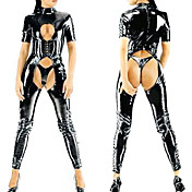 Sexy Nero Lucido Metallizzato PVC Catsuit