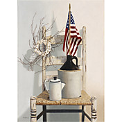 Printed Art Still Life Chair With Jug And Flag by Cecile Baird