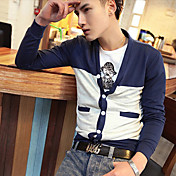 Men's V Neck Double Color Block Knitwear Cardigan