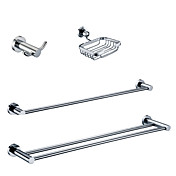 Chrome Finish Bathroom Accessory Sets (Include Robe Hooks,Soap Holders,2 Towel Bars - Brass)