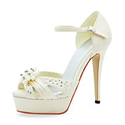 Fashion Satin Stiletto Heel Sandals With Imitation Pearl Wedding Shoes (More Colors)