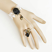 Handmade Black Rose White Lace Aristocrat Lolita Bracelet