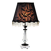 Luz de la tabla Retro 40W con el poste de la lámpara de cristal y el patrón de la tela de sombra