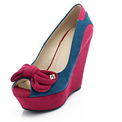 Suede Wedge Heel Peep Toe With Bowknot / Split Joint Party / Evening Shoes (More Colors)