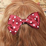 Handmade Wine Red Polka Dots Satin Bow Classic Lolita Headpiece
