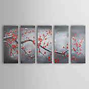 Peints à la main peinture à l'huile florale avec cadre étiré - set de 5
