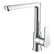 Contemporary Right Angle Chrome Finish Brass Kitchen Faucet