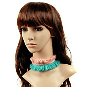 Handmade rose et bleu Laine Pays collier de Lolita