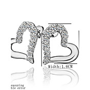 Charmante Rose Gold / Platinum Boucles d'oreilles plaqué coupez le cœur en cristal (Plus de couleurs)