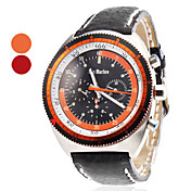 Hombres de cuero reloj analógico de pulsera mecánico (Negro)