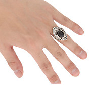 The Black Agate Metal Innlagt Drill Justerbar Ring
