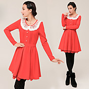 Vrouwen Haak Collar Pleated Dress