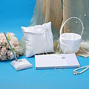 elegante bruiloft collectie in wit satijn (4 stuks)