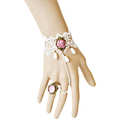 Handmade Pink Rose White Lace Aristocrat Lolita Bracelet