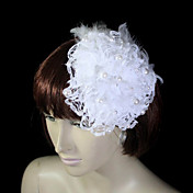 Pluma preciosa con perla de imitación / Lace Tocados de boda