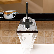 Contemporary Stainless Steel Water Fall Bathroom Sink Faucet (Chrome Finish)