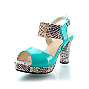 Patent Leather Chunky Heel Sandals With Buckle Party / Evening Shoes (More Colors)